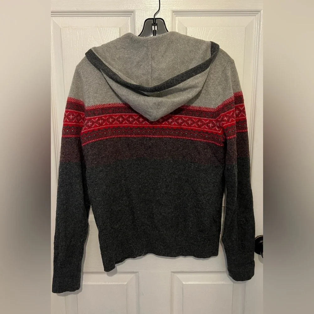 BANANA REPUBLIC Mens Extra Fine Merino Wool Blend Alpine Hooded Full Zip Sweater
